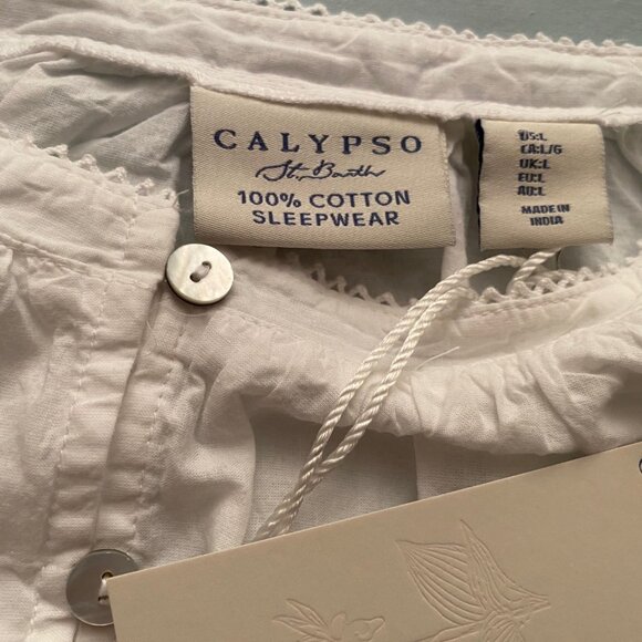 CALYPSO St. Barth Women Pajamas Set. Babydoll Button & Shorts Large. Cotton NWT - Picture 2 of 8